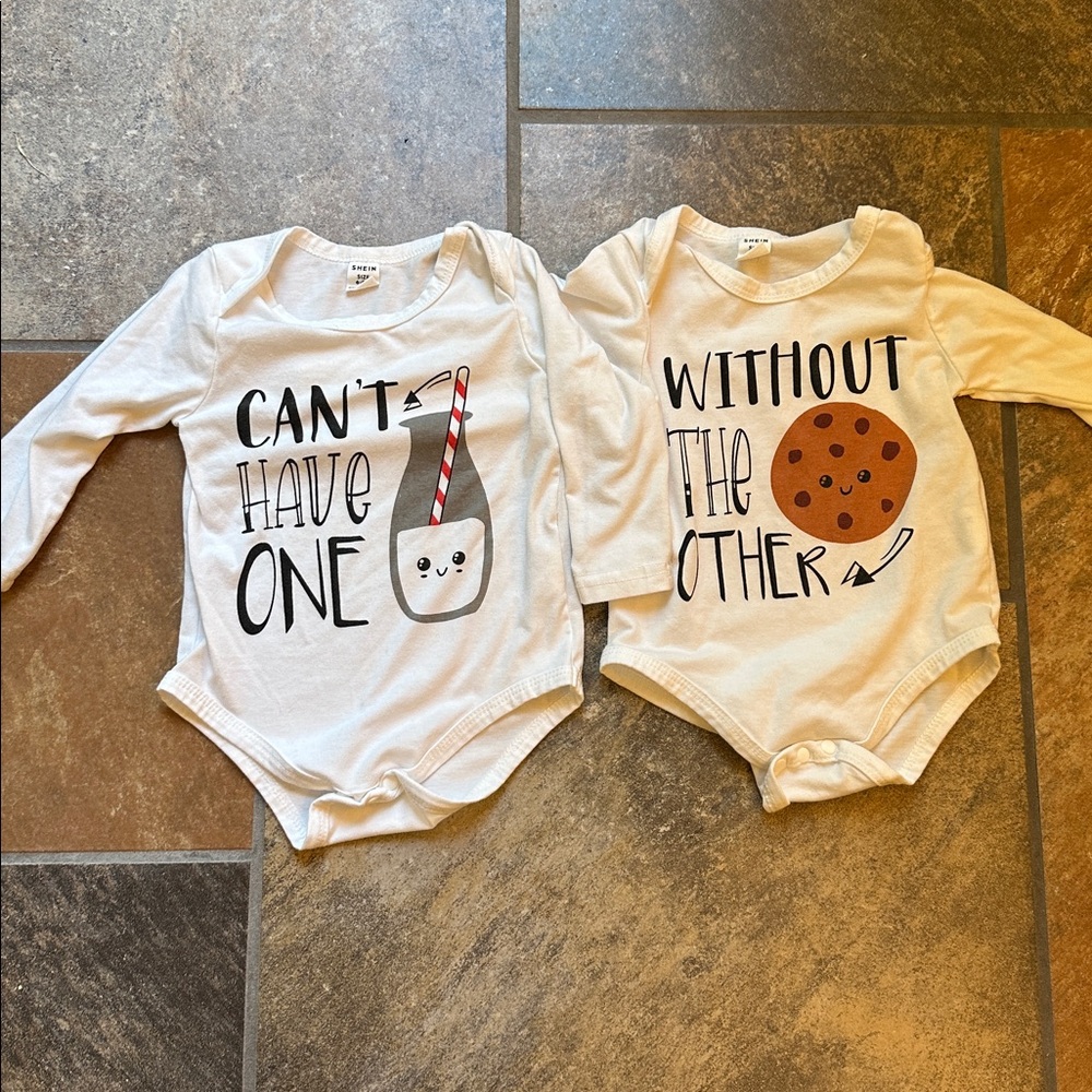 Matching set of twin onesies - size 6-9 months